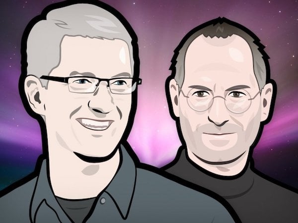 Steve Jobs And Tim Cook Illustration Portrait New With Mac Background